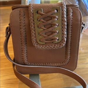 Brown Crossbody Bag with Braided Detail